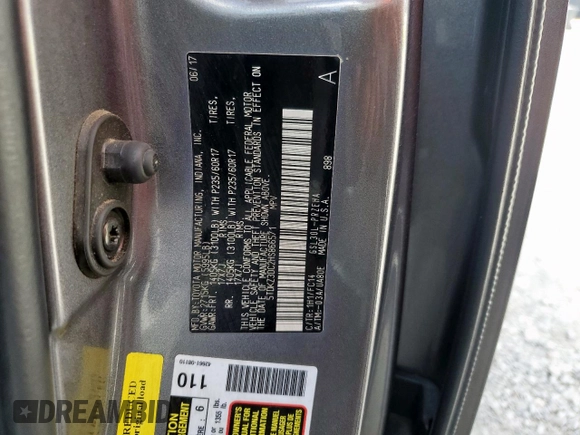 2017 Toyota Sienna LE Auto Access Seat with VIN 5TDKZ3DC2HS866571, listed as a Copart auction lot 62213225 with 215,638 mi miles and Salvage title. Bid and sale history available at DreamBid. Image 13.