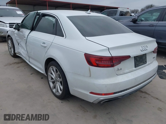 2019 Audi A4 Premium Plus z VIN WAUENAF46KA111721, wystawiony jako IAAI lot #41500022 z przebiegiem 92 993 mil mil oraz . Historia ofert i sprzedaży dostępna na DreamBid. Obrazek 3.