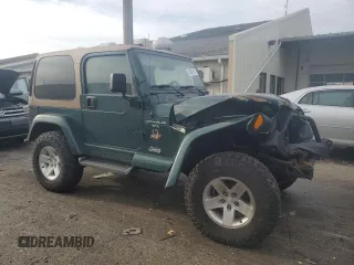 2001 Jeep Wrangler Sahara with VIN 1J4FA59S51P324010, listed as a Copart auction lot 43264515 with 163,056 mi miles and Salvage Title. Bid and sale history available at carsss.com. Image 4.