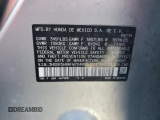 2015 Honda Fit EX-L with VIN 3HGGK5H86FM704890, listed as a Copart auction lot 52186675 with 114,098 mi miles and Salvage Title. Bid and sale history available at DreamBid. Image 12.
