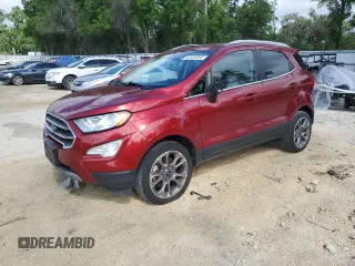 2018 Ford EcoSport Titanium z VIN MAJ3P1VE8JC217157, wystawiony jako Copart lot #52122815 z przebiegiem 73 230 mil mil oraz Szkoda całkowita • Salvage title. Historia ofert i sprzedaży dostępna na DreamBid. Obrazek 1.