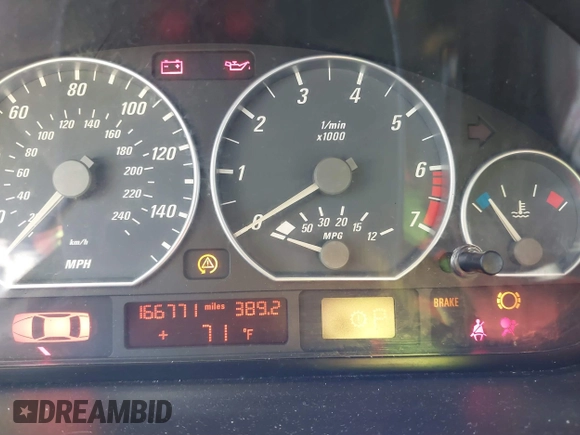 2002 BMW 3 Series 330Ci with VIN WBABN53432JU38611, listed as a IAAI auction lot 41577630 with 166,771 mi miles and . Bid and sale history available at carsss.com. Image 7.