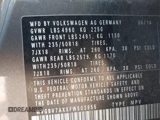 2015 Volkswagen Tiguan SE z VIN WVGBV7AXXFW503955, wystawiony jako IAAI lot #41730076 z przebiegiem 146 446 mil mil oraz . Historia ofert i sprzedaży dostępna na DreamBid. Obrazek 9.