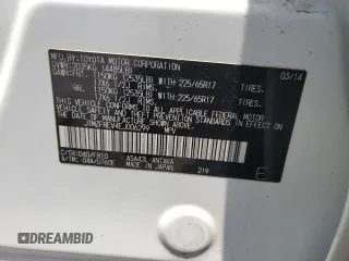 2014 Toyota RAV4 LE with VIN JTMZFREV4EJ006299, listed as a Copart auction lot 62403265 with 130,215 mi miles and Salvage title. Bid and sale history available at DreamBid. Image 14.
