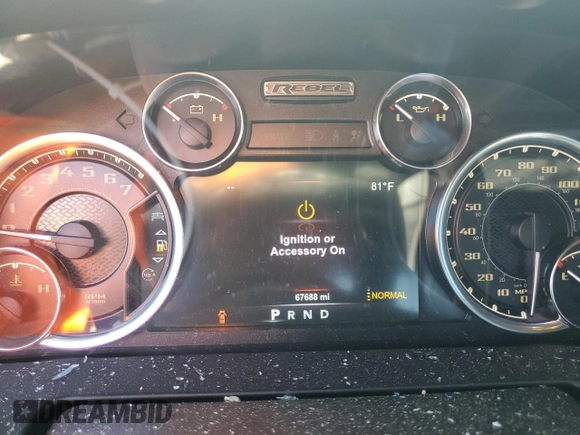 2018 Ram 1500 Rebel with VIN 1C6RR7YT4JS121499, listed as a Copart auction lot 81784544 with 67,688 mi miles and Salvage Title. Bid and sale history available at carsss.com. Image 9.