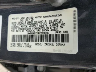 2010 Toyota Corolla z VIN 1NXBU4EE1AZ239393, wystawiony jako Copart lot #62415165 z przebiegiem Nie podano mil oraz Czysty tytuł • Clean title. Historia ofert i sprzedaży dostępna na DreamBid. Obrazek 12.