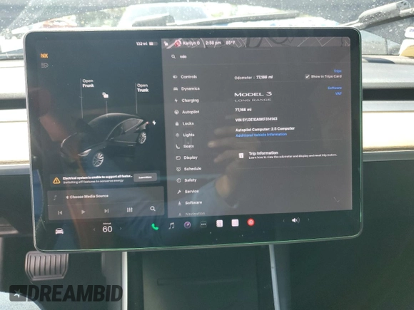 2019 Tesla Model 3 Mid Range z VIN 5YJ3E1EA9KF314143, wystawiony jako Copart lot #53564335 z przebiegiem 77 168 mil mil oraz Szkoda całkowita • Salvage title. Historia ofert i sprzedaży dostępna na DreamBid. Obrazek 9.