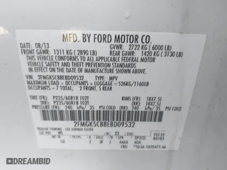 2014 Ford Flex SEL with VIN 2FMGK5C88EBD09532, listed as a IAAI auction lot 41834235 with 207,230 mi miles. Bid and sale history available at carsss.com. Image 9.