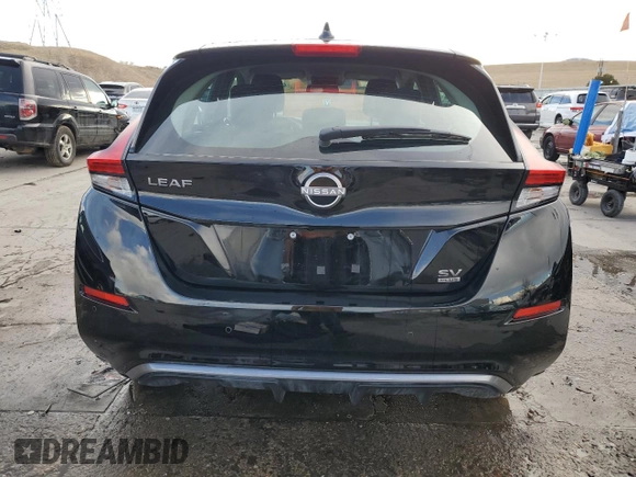 2025 Nissan LEAF SV Plus with VIN 1N4CZ1CV5SC563701, listed as a Copart auction lot 46543415 with 956 mi miles and Salvage Title. Bid and sale history available at carsss.com. Image 6.