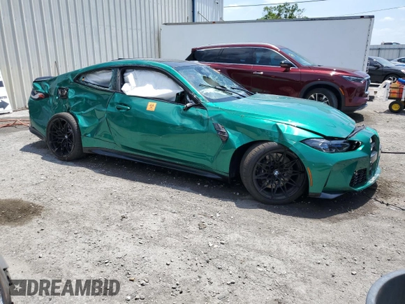 2024 BMW M4 Competition xDrive with VIN WBS43AZ0XRCR90189, listed as a Copart auction lot 54363595 with Not provided miles and Non repairable. Bid and sale history available at DreamBid. Image 4.