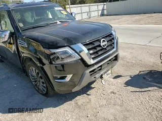 2023 Nissan Armada Platinum with VIN JN8AY2DA5P9403140, listed as a Copart auction lot 76986714 with 25,852 mi miles and Salvage Title. Bid and sale history available at carsss.com. Image 12.