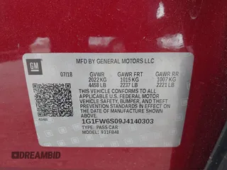 2018 Chevrolet Bolt EV LT с VIN 1G1FW6S09J4140303, выставлен на аукционе IAAI как лот 42029513 с пробегом 40 097 миль миль и . История ставок и продаж доступна на DreamBid. Изображение 9.