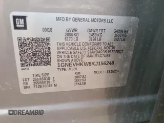2019 Chevrolet Traverse LT Leather with VIN 1GNEVHKW8KJ156248, listed as a Copart auction lot 63516553 with 56,508 mi miles. Bid and sale history available at carsss.com. Image 15.
