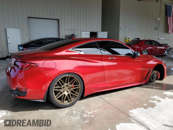 2022 Infiniti Q60 Red Sport 400 with VIN JN1FV7LK7NM660198, listed as a Copart auction lot 74916234 with 33,371 mi miles and Salvage title. Bid and sale history available at DreamBid. Image 3.