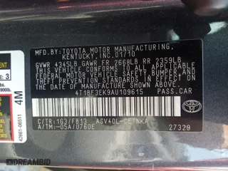 2010 Toyota Camry with VIN 4T1BF3EK9AU109615, listed as a Copart auction lot 88029605 with 185,052 mi miles and Non Repairable. Bid and sale history available at carsss.com. Image 10.
