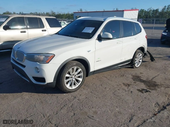 2015 BMW X3 sDrive28i with VIN 5UXWZ7C5XF0F75605, listed as a IAAI auction lot 41458124 with 155,927 mi miles. Bid and sale history available at carsss.com. Image 2.