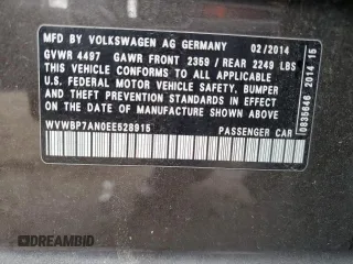 2014 Volkswagen CC R-Line with VIN WVWBP7AN0EE528915, listed as a Copart auction lot 72925784 with 127,339 mi miles and Salvage Title. Bid and sale history available at carsss.com. Image 12.