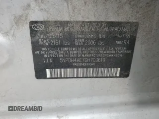 2016 Hyundai Elantra SE with VIN 5NPDH4AE7GH703619, listed as a Copart auction lot 53146755 with Not provided miles and Salvage title. Bid and sale history available at DreamBid. Image 12.