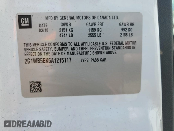 2010 Chevrolet Impala LT with VIN 2G1WB5EK6A1215117, listed as a Copart auction lot 54218115 with 227,911 mi miles and Clean Title. Bid and sale history available at DreamBid. Image 13.