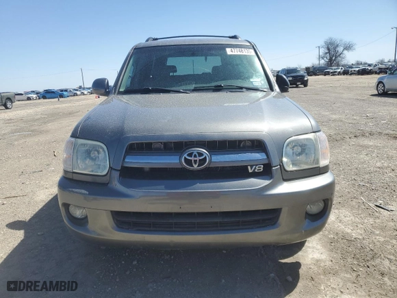 2005 Toyota Sequoia SR5 with VIN 5TDZT34A55S256027, listed as a Copart auction lot 47748135 with 216,652 mi miles and Salvage Title. Bid and sale history available at carsss.com. Image 5.