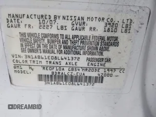 2008 Nissan Sentra S with VIN 3N1AB61E08L641372, listed as a IAAI auction lot 42100424 with 126,653 mi miles and . Bid and sale history available at DreamBid. Image 9.