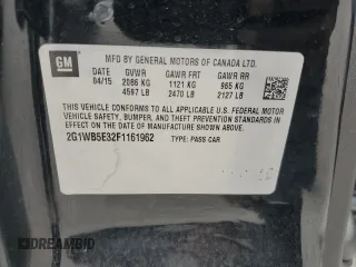2015 Chevrolet Impala LT with VIN 2G1WB5E32F1161962, listed as a Copart auction lot 51287135 with 51,824 mi miles and Salvage title. Bid and sale history available at DreamBid. Image 12.