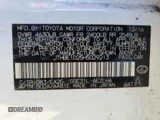 2017 Lexus IS 350 with VIN JTHBE1D25H5029213, listed as a Copart auction lot 50107804 with 62,212 mi miles and Clean Title. Bid and sale history available at DreamBid. Image 12.