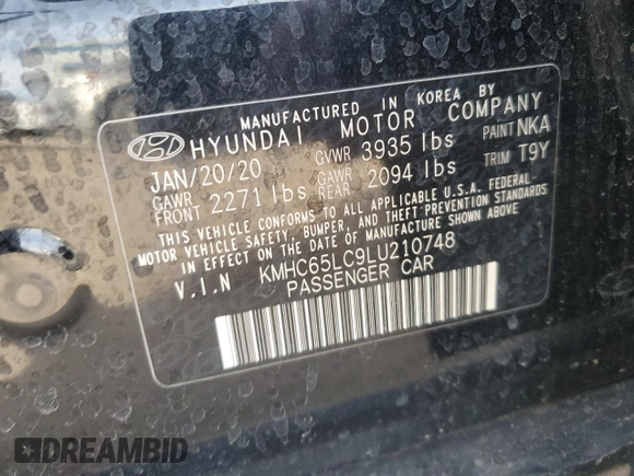 2020 Hyundai Ioniq Blue z VIN KMHC65LC9LU210748, wystawiony jako Copart lot #85300914 z przebiegiem 53 025 mil mil oraz Szkoda całkowita • Salvage title. Historia ofert i sprzedaży dostępna na DreamBid. Obrazek 14.