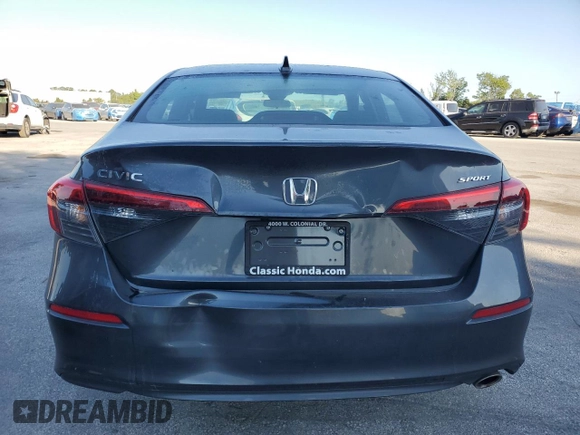 2022 Honda Civic Sedan Sport with VIN 2HGFE2F5XNH608350, listed as a Copart auction lot 53079315 with 30,131 mi miles and Non Repairable. Bid and sale history available at carsss.com. Image 6.