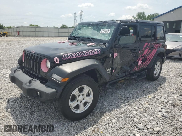 2019 Jeep Wrangler Unlimited Sport with VIN 1C4HJXDG1KW510325, listed as a Copart auction lot 61124375 with 73,358 mi miles and Salvage title. Bid and sale history available at DreamBid. Image 1.