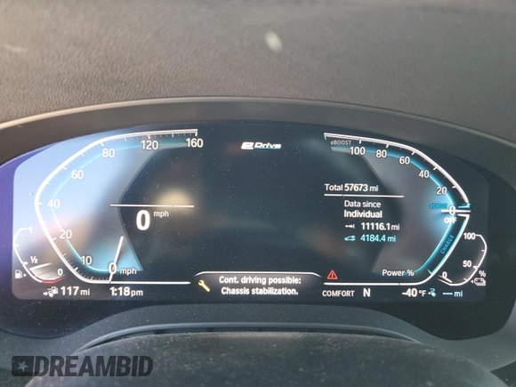 2020 BMW 5 Series 530e with VIN WBAJA9C06LCE66990, listed as a Copart auction lot 48823925 with 57,673 mi miles and Salvage Title. Bid and sale history available at DreamBid. Image 9.