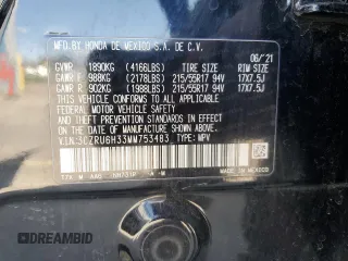 2021 Honda HR-V LX with VIN 3CZRU6H33MM753483, listed as a Copart auction lot 53923295 with 74,041 mi miles and Salvage Title. Bid and sale history available at carsss.com. Image 13.