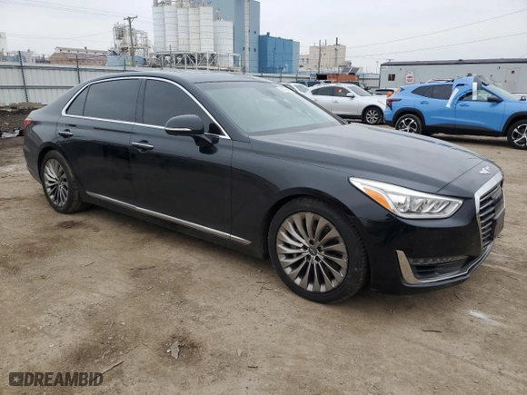 2017 Genesis G90 3.3T Premium with VIN KMHG34JA9HU025421, listed as a Copart auction lot 81075664 with 99,443 mi miles and Salvage Title. Bid and sale history available at carsss.com. Image 4.