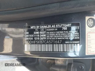 2012 Mercedes-Benz E 350 Luxury with VIN WDDHF5KB7CA571647, listed as a IAAI auction lot 42754323 with 252,078 mi miles and . Bid and sale history available at DreamBid. Image 9.