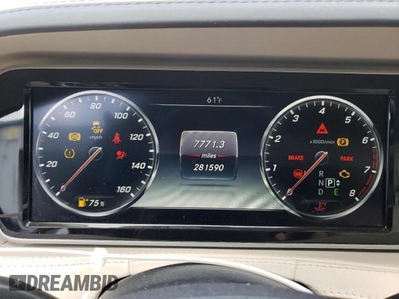 2016 Mercedes-Benz S with VIN WDDUX7GB7GA198194, listed as a Copart auction lot 44791945 with 281,590 mi miles and Salvage Title. Bid and sale history available at DreamBid. Image 9.