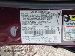 2011 Lincoln MKZ with VIN 3LNHL2GC9BR769486, listed as a IAAI auction lot 41191841 with 59,087 mi miles. Bid and sale history available at carsss.com. Image 9.