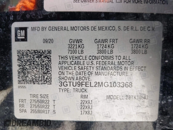2021 GMC Sierra 1500 Denali с VIN 3GTU9FEL2MG103368, выставлен на аукционе IAAI как лот 42242258 с пробегом 73 460 миль миль и . История ставок и продаж доступна на DreamBid. Изображение 9.