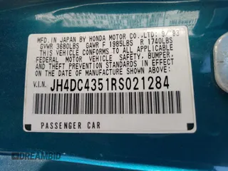 1994 Acura Integra Sport LS z VIN JH4DC4351RS021284, wystawiony jako Copart lot #76551214 z przebiegiem 241 754 mil mil oraz Szkoda całkowita • Salvage title. Historia ofert i sprzedaży dostępna na DreamBid. Obrazek 13.