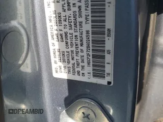 2011 Honda Accord EX with VIN 1HGCP2F72BA024596, listed as a Copart auction lot 61733625 with 89,307 mi miles and Salvage title. Bid and sale history available at DreamBid. Image 12.
