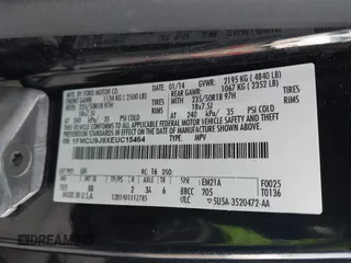 2014 Ford Escape Titanium with VIN 1FMCU9J9XEUC15464, listed as a IAAI auction lot 41524925 with 160,445 mi miles. Bid and sale history available at carsss.com. Image 9.