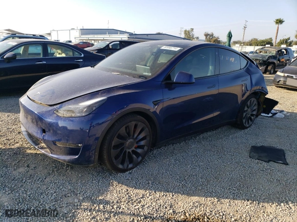 2023 Tesla Model Y Performance with VIN 7SAYGDEF5PF713543, listed as a Copart auction lot 80996714 with 33,311 mi miles and Salvage Title. Bid and sale history available at carsss.com. Image 1.