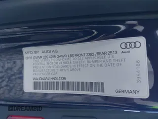 2017 Audi A4 Season of Audi Premium with VIN WAUDNAF41HN041235, listed as a IAAI auction lot 41136289 with 46,754 mi miles. Bid and sale history available at carsss.com. Image 9.