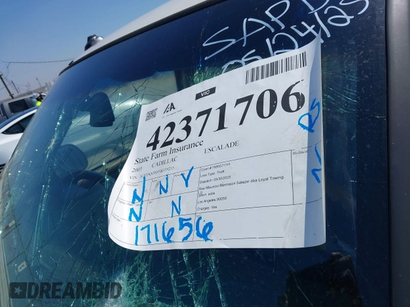 2003 Cadillac Escalade z VIN 1GYEK63N93R319255, wystawiony jako IAAI lot #42371706 z przebiegiem 171 656 mil mil oraz . Historia ofert i sprzedaży dostępna na DreamBid. Obrazek 12.
