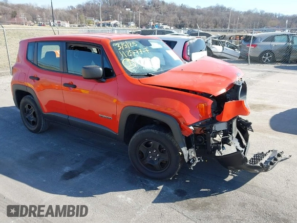 2017 Jeep Renegade Sport with VIN ZACCJBABXHPG35979, listed as a IAAI auction lot 41781553 with 71,265 mi miles and . Bid and sale history available at carsss.com. Image 1.