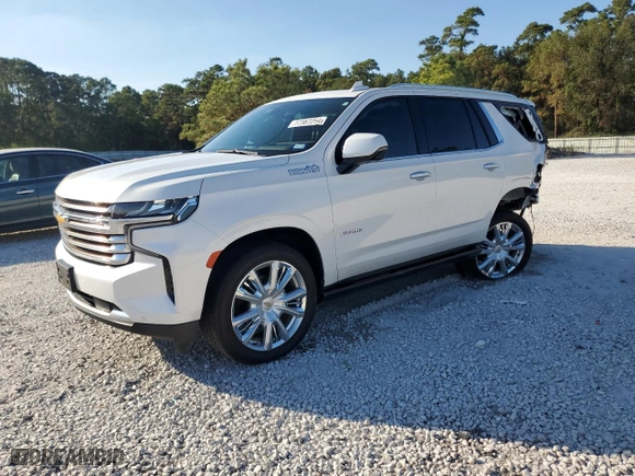 2021 Chevrolet Tahoe High Country with VIN 1GNSCTKL5MR154916, listed as a Copart auction lot 77387254 with 59,469 mi miles and Salvage Title. Bid and sale history available at carsss.com. Image 1.