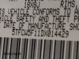 2013 Toyota Tundra 4WD Truck SR with VIN 5TFCW5F11DX014429, listed as a IAAI auction lot 41918570 with 1 mi miles. Bid and sale history available at carsss.com. Image 9.