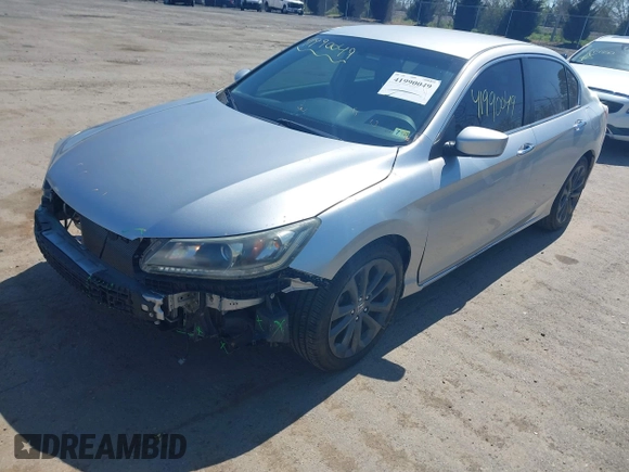 2014 Honda Accord Sport with VIN 1HGCR2F57EA186141, listed as a IAAI auction lot 41990049 with 95,805 mi miles and . Bid and sale history available at carsss.com. Image 2.