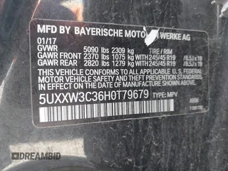 2017 BMW X4 xDrive28i with VIN 5UXXW3C36H0T79679, listed as a IAAI auction lot 42203662 with 137,863 mi miles and . Bid and sale history available at DreamBid. Image 9.