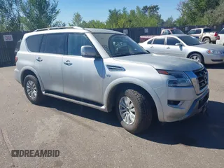 2021 Nissan Armada SV with VIN JN8AY2AD5M9662267, listed as a IAAI auction lot 40473229 with 77,356 mi miles. Bid and sale history available at carsss.com. Image 1.