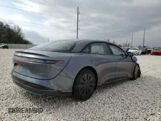 2025 Lucid Air Pure with VIN 50EA1PGA1SA005516, listed as a Copart auction lot 43931225 with 0 mi miles and Salvage Title. Bid and sale history available at carsss.com. Image 3.